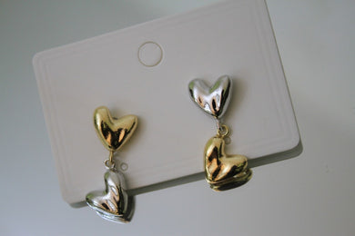 Two Tone Heart Earrings Mo